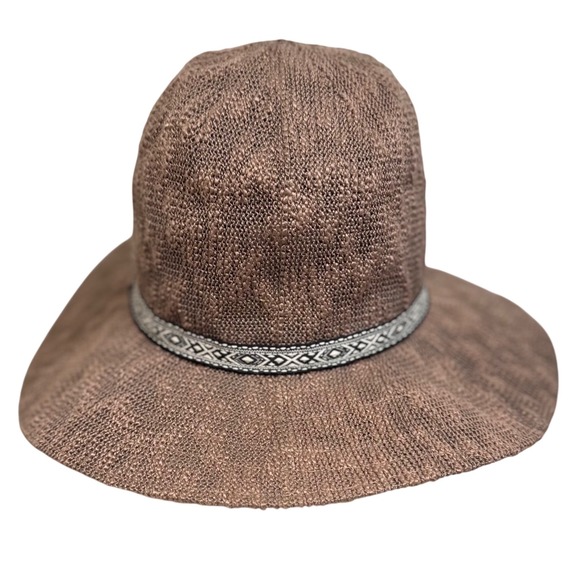 Volcom Simple Sunday Fedora Brown Woven Textured Wide Brim Sun Hat‎ Womens XS S - Picture 4 of 6